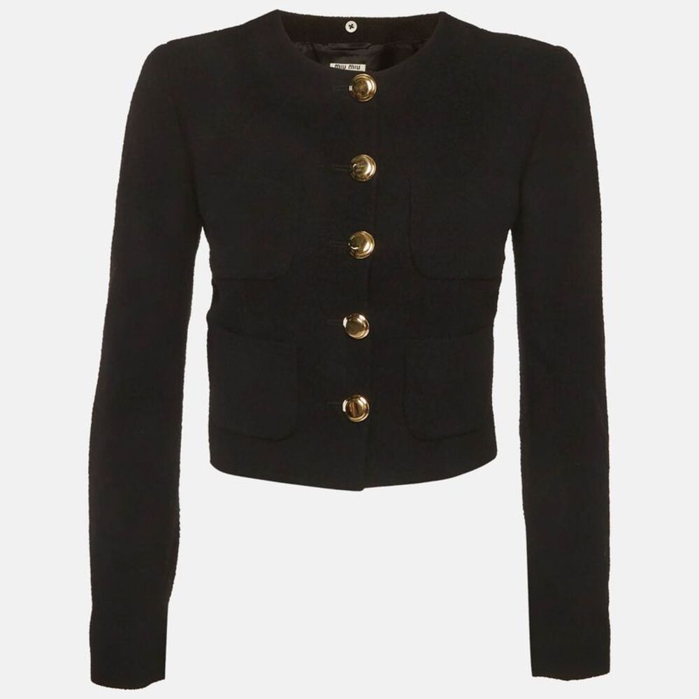 Miu Miu Black Boucle Cropped Jacket S